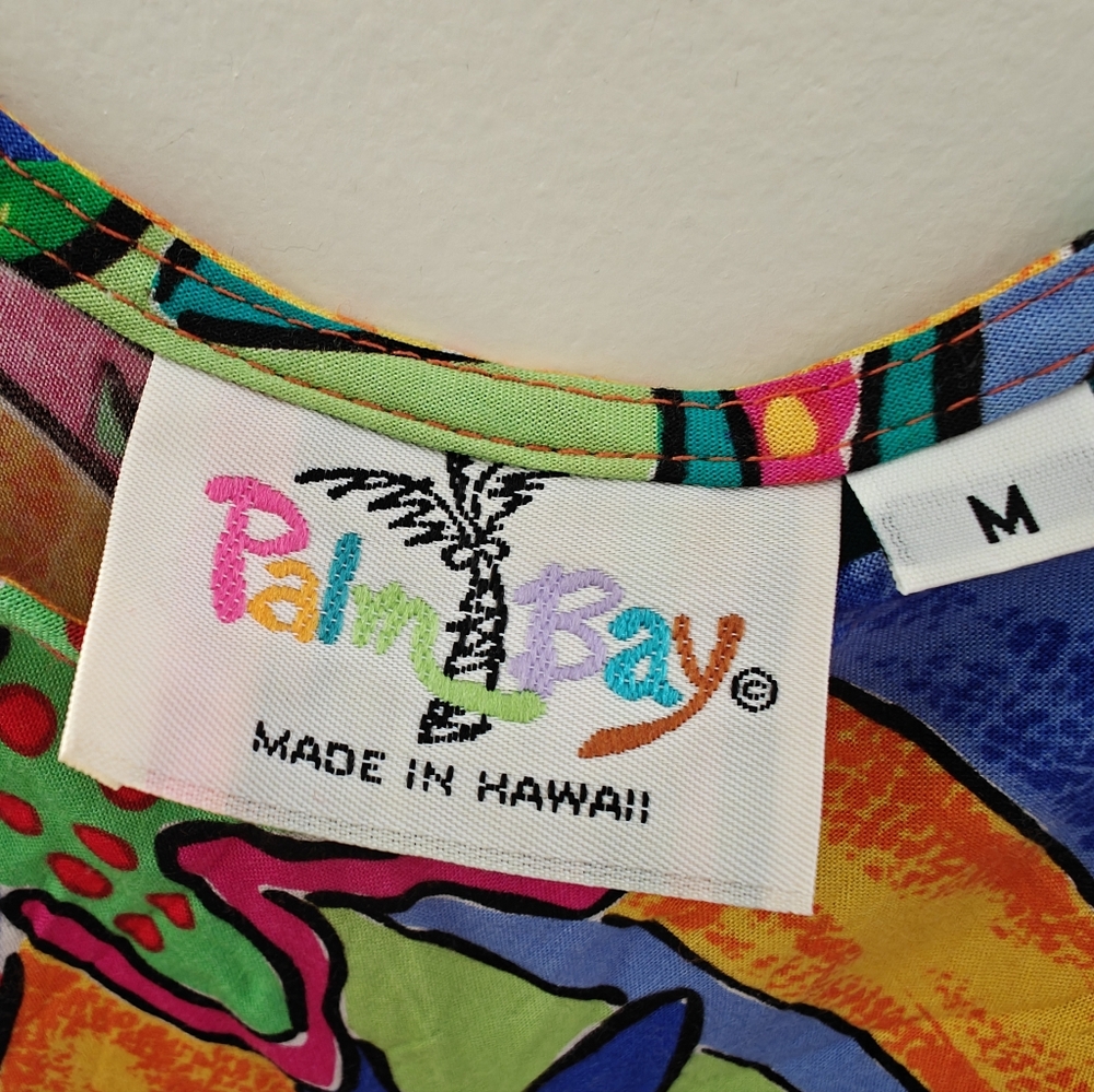 Palm Bay Vintage Hawaiian Sun Maxi Dress Vibrant Colorful Palm Trees Size M - Picture 6 of 7